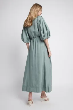 AJE Bonjour Belted Shirt Dress Palm Green Size 8 for rent on The Volte - image 4