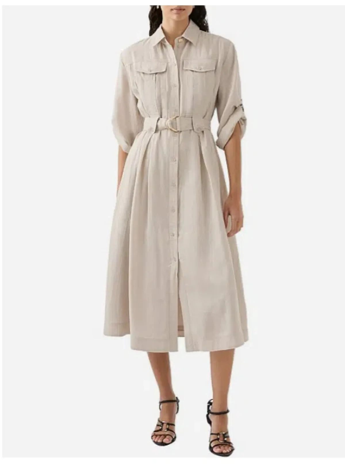 AJE Hope Midi Shirt Dress – colour sandstone beige size 8 - Image 2