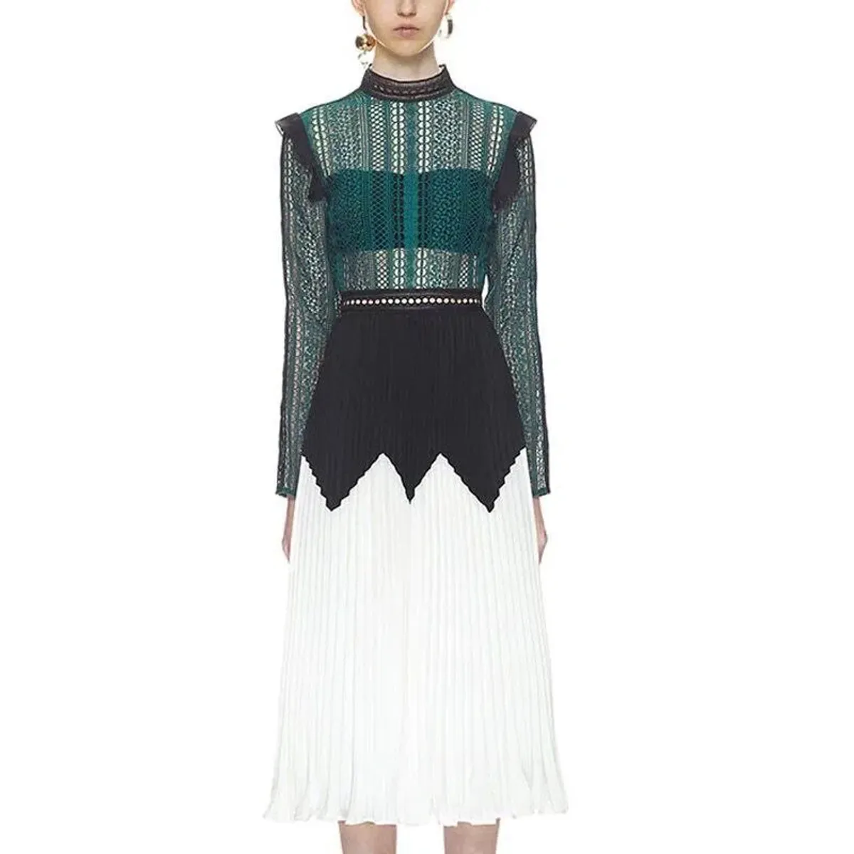 Self Portrait Panelled Lace Midi Dress Multi Size 8 - Image 2