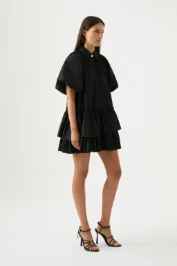Aje  Ambience Smock Mini Dress Black Size 4 for rent on The Volte - image 4