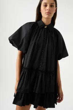 Aje  Ambience Smock Mini Dress Black Size 4 for rent on The Volte - image 2