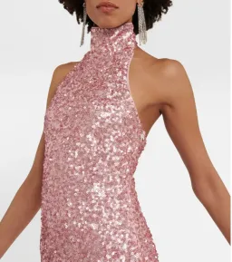 Rotate Birger Christensen Kasia Sequined Maxi Dress Pink Size 10 for rent on The Volte - image 2