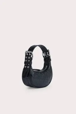 By Far Mini Soho Circular Croco Embossed Leather Bag  Black for rent on The Volte - image 2