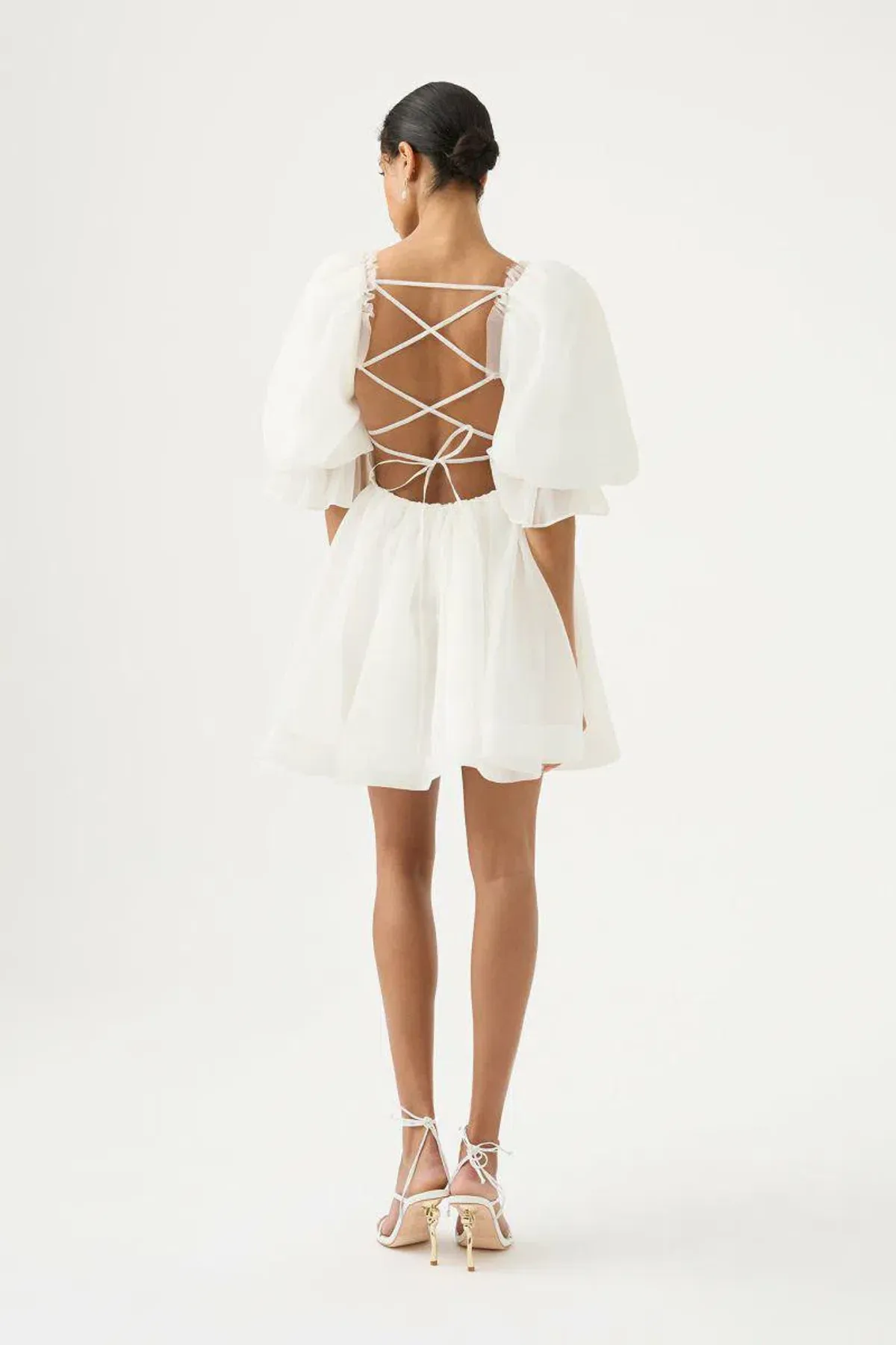 Aje Astrid Tie Back Mini Dress Ivory Size 10 - Image 3