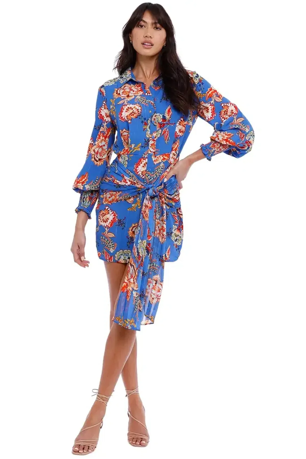 Elliatt Independence Dress Blue Multi Print Size 8 - Image 1