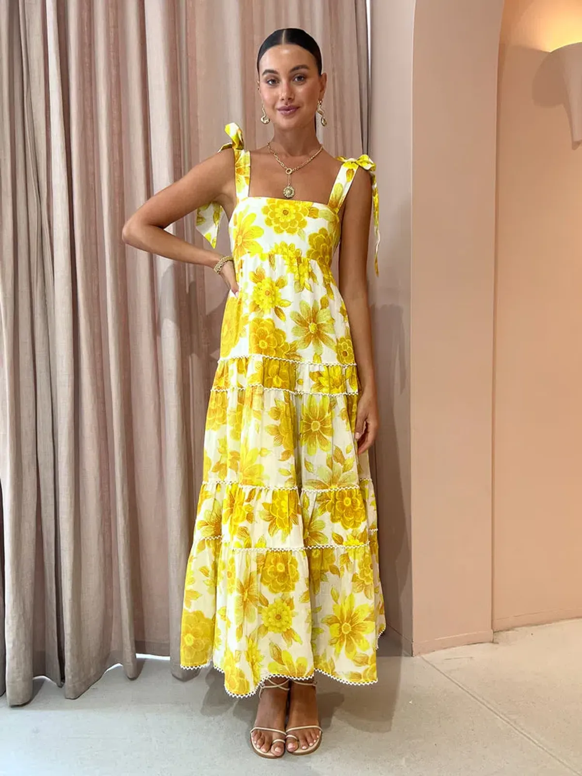 Alemais Sonny Midi Dress in Lemon Size 10 - Image 1