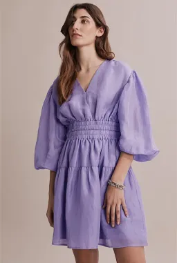 Country Road  Gathered Detail Mini Dress Lilac Size 8 for rent on The Volte - image 3