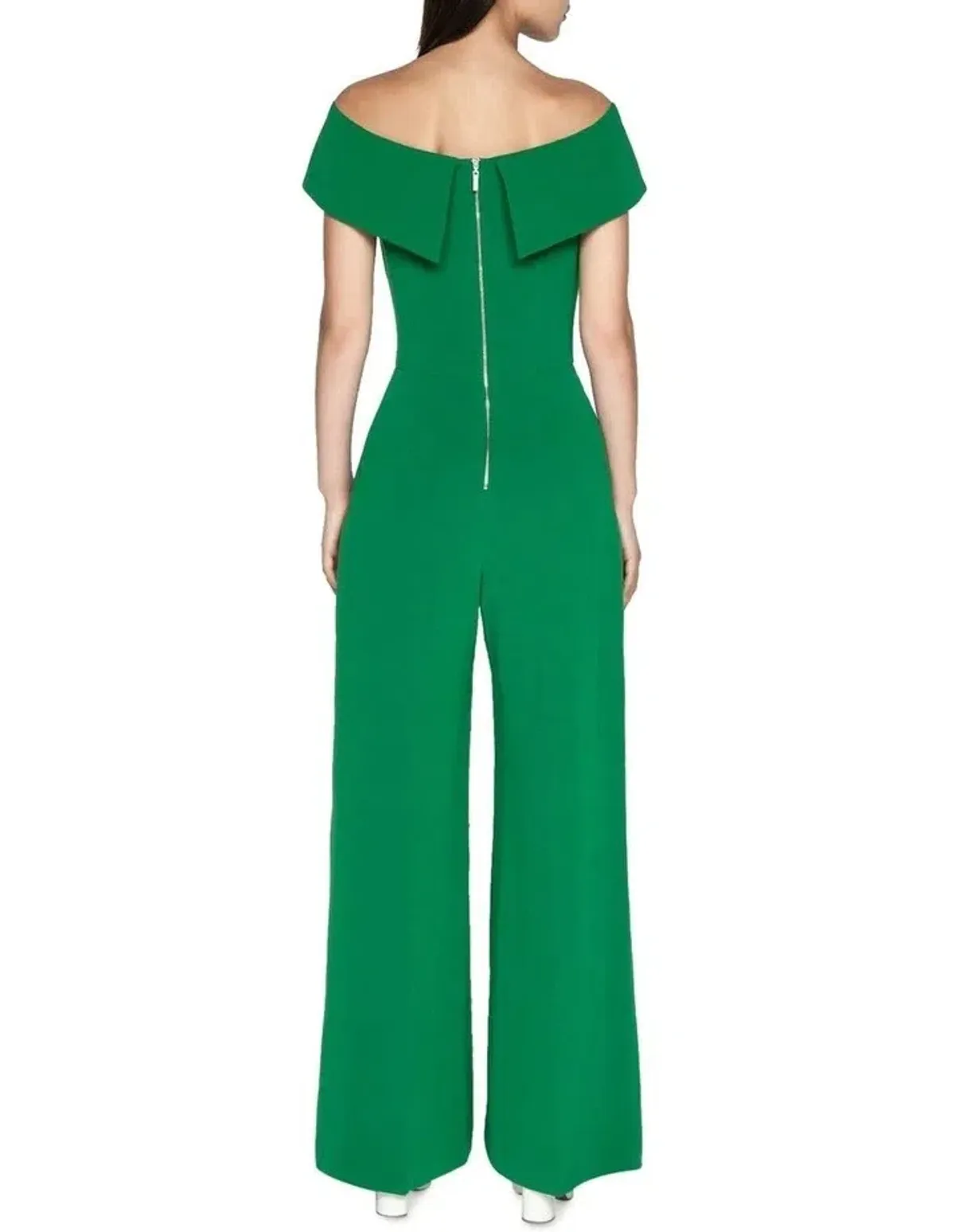 Cue Crepe Off Shoulder Jumpsuit Green Size 10 - Image 2