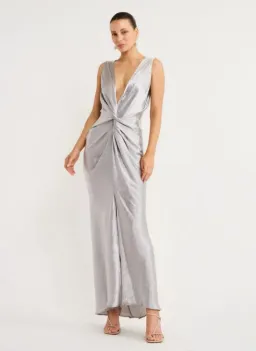 One Fell Swoop Gaia Dress In Mercury Silver Size AU 8 for rent on The Volte - image 1