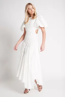Aje Siren Drawstring Dress White Size AU 6 for rent on The Volte - image 4
