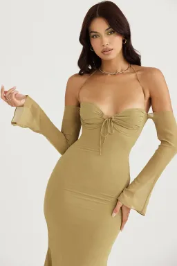 House of CB Naomi Halter Midi Dress Olive Size S / AU 8  for rent on The Volte - image 4