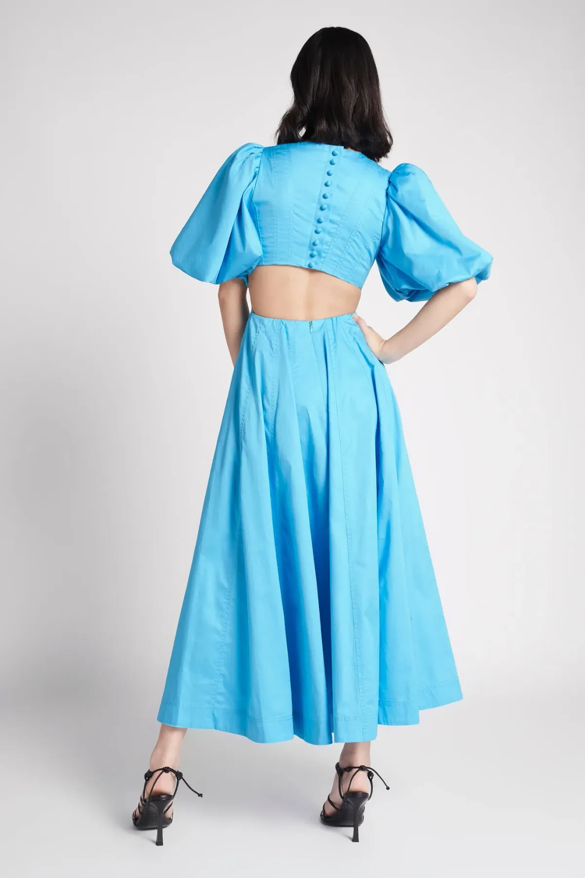 Aje Cerulean Falling Water Cut Out Midi Dress Blue Size AU 6 - Image 3
