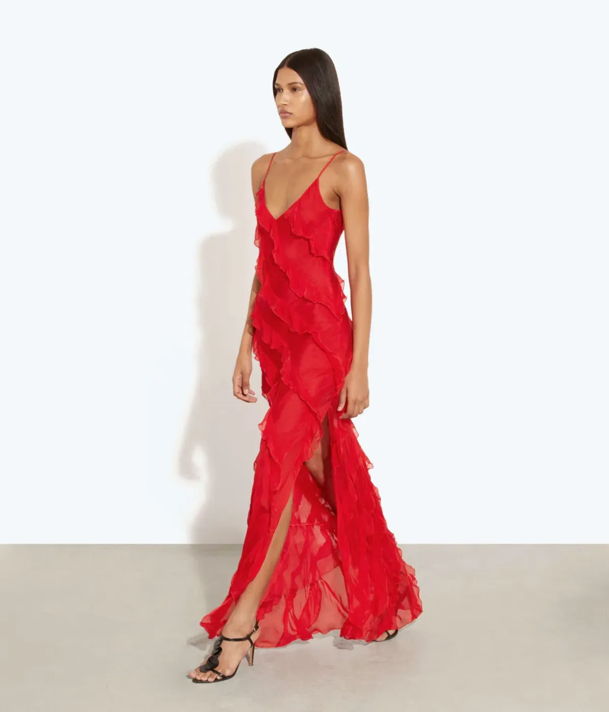 Rat & Boa Cecelia Ruffle Maxi Dress Red Size L /Au 12 - Image 3
