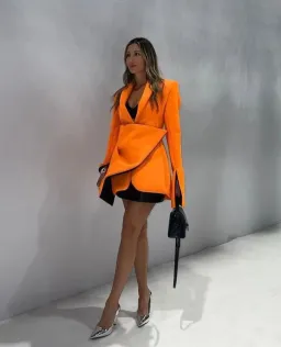 Mariam Seddiq Mini Dress Orange Size 6  for rent on The Volte - image 1