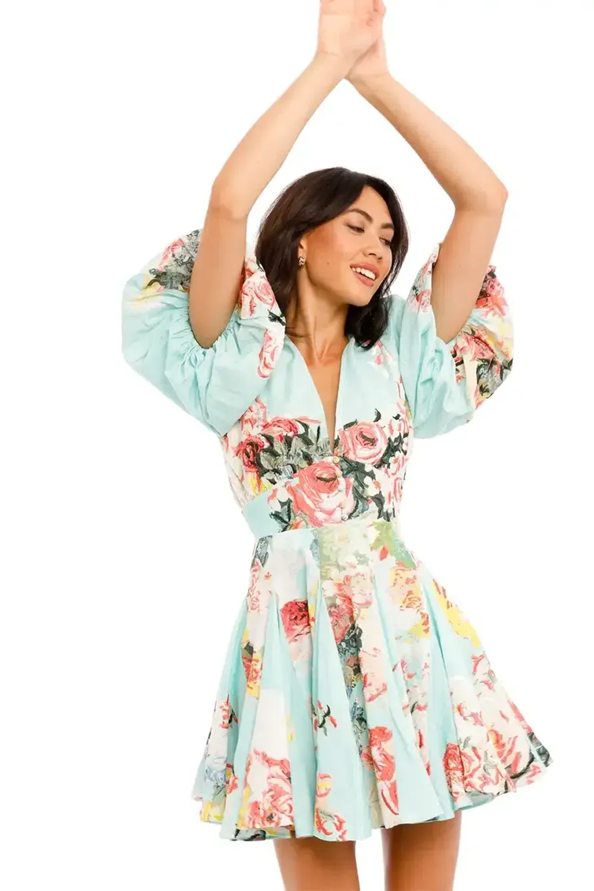 Hemant & Nandita Sage Skater Dress Multi Print Size 8 - Image 3