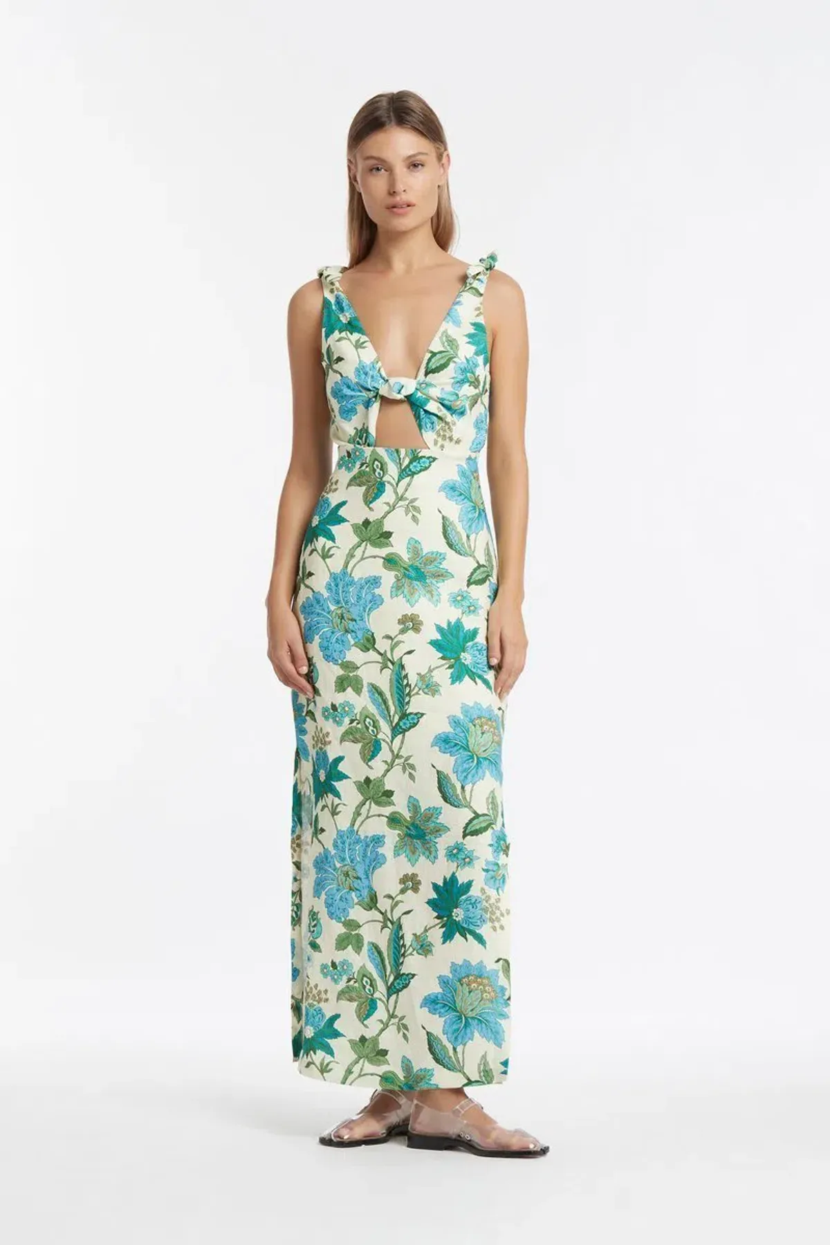 Sir Alexandre Tie Midi Dress Floral Size 8 - Image 1