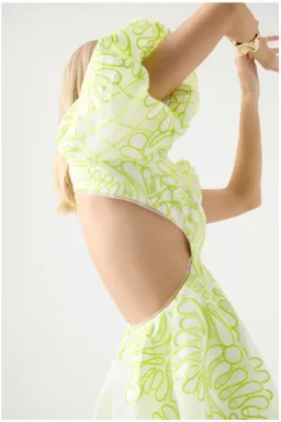 Aje Botanical Applique Mini Dress Ivory/Citrus Yellow Size XXS / AU 4 for rent on The Volte - image 5