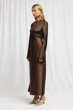 Significant Other Molly Satin Midi Dress Chocolate Size 12 for rent on The Volte - image 2