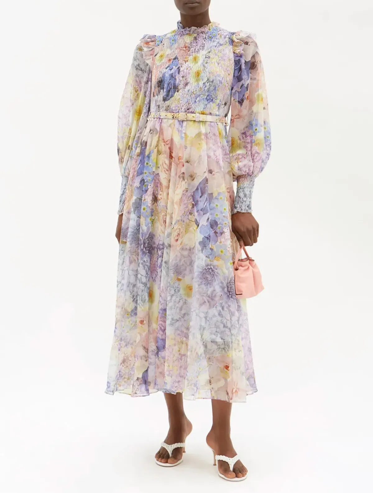 Zimmermann Rhythmic Shirred Midi Dress Floral Size 2 / AU 12 - Image 1