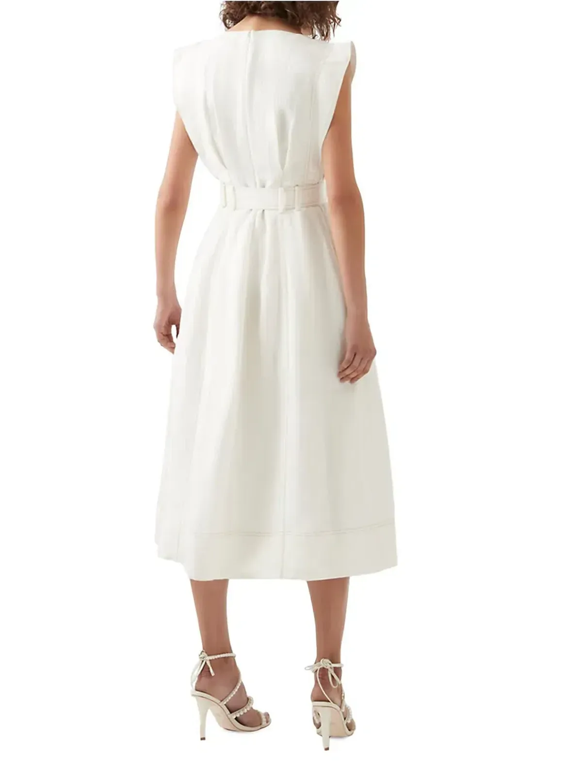 Aje Beacon Structured Midi Dress Cream Size 10 - Image 2