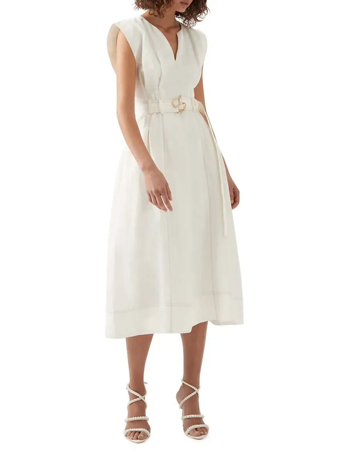 Aje Beacon Structured Midi Dress Cream Size 10 - Image 1