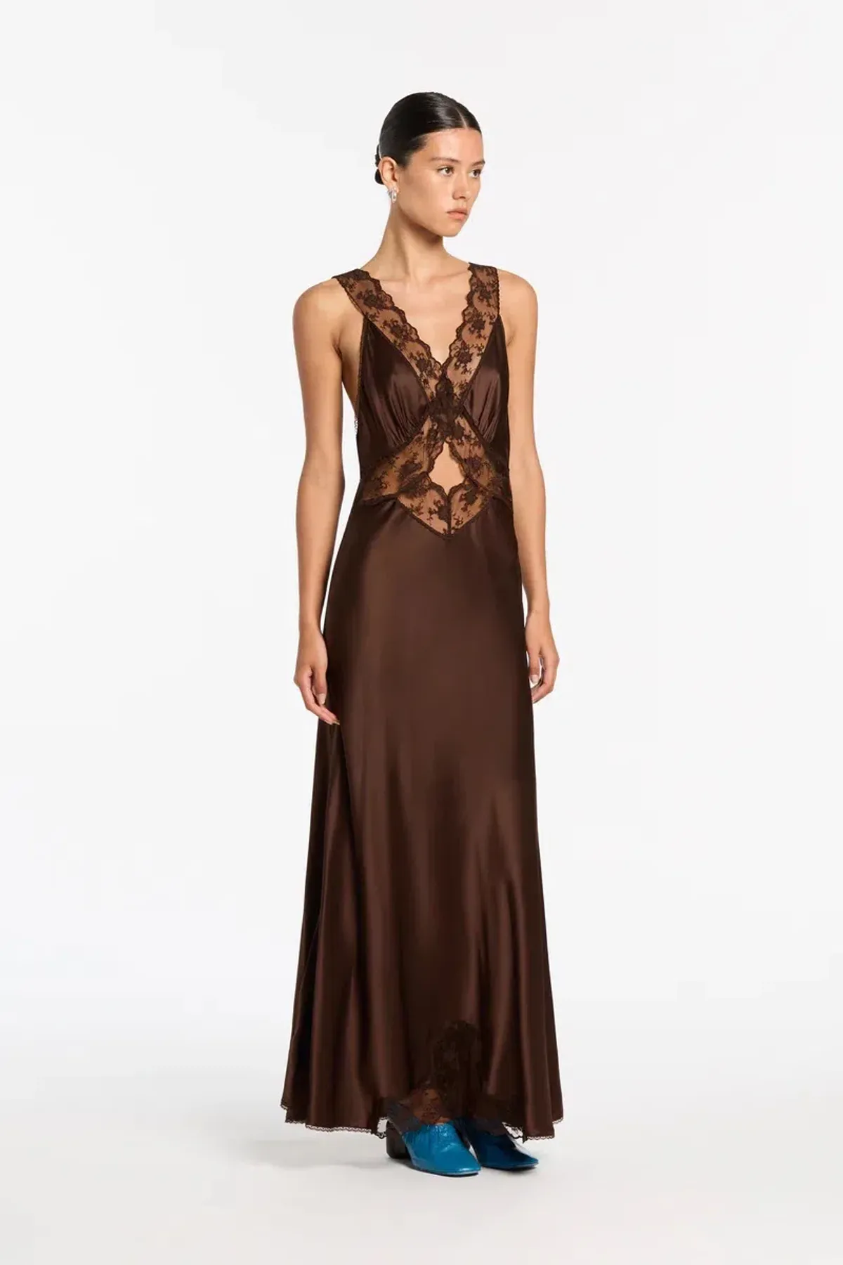 Sir the Label Aries Cut Out Gown Chocolate Size 6 - Image 1