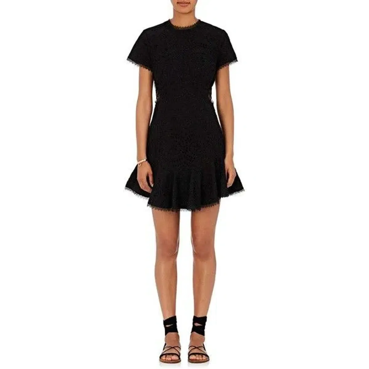 Zimmermann Broderie Lattice Eyelet Cutout Mini Dress Black Size 1 / AU 10 - Image 1