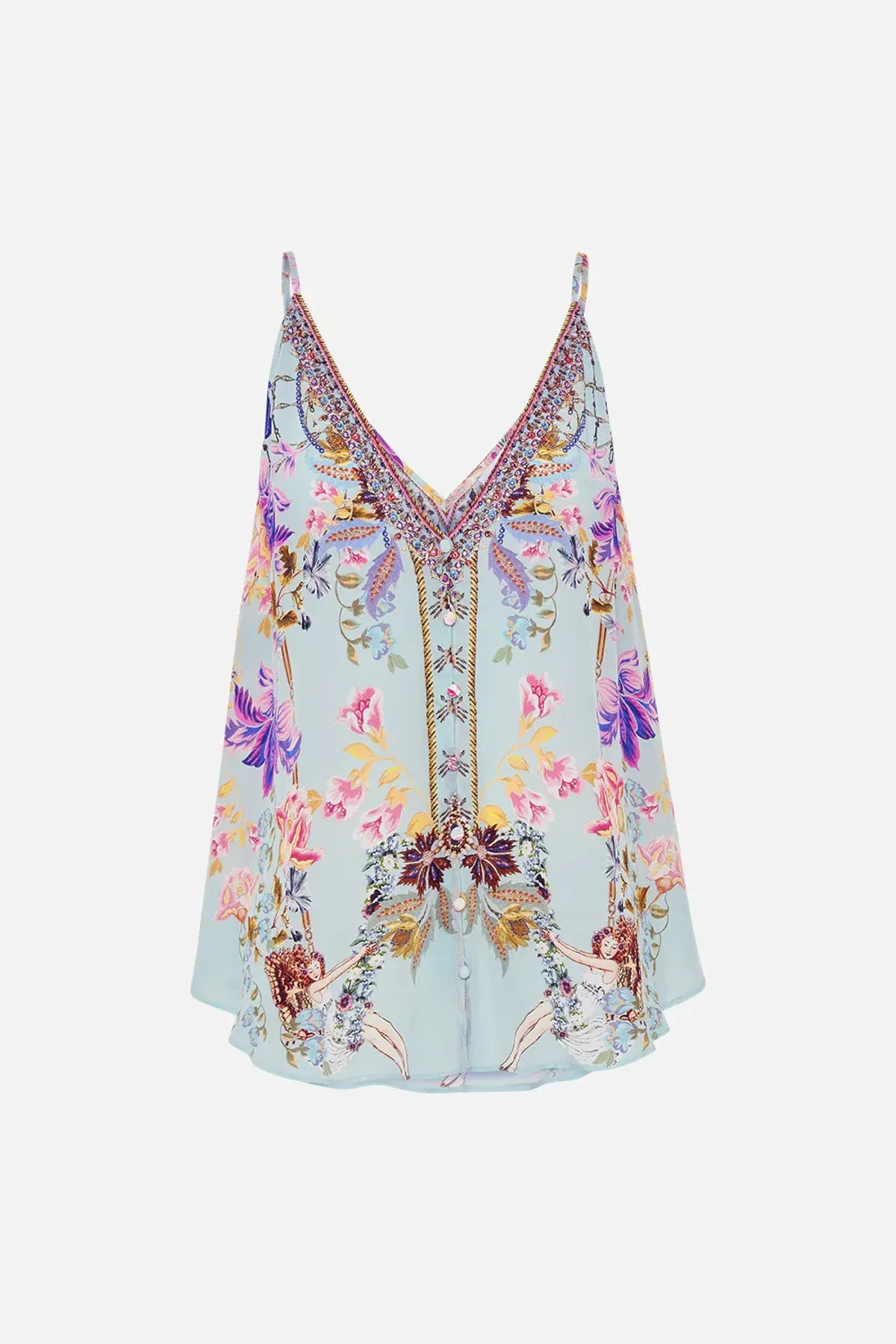 Camilla Button Front V Neck Cami Love Web Print Size AU 8 - Image 3