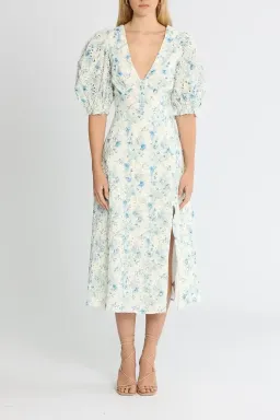 Mink Pink Zephyr Midi Dress Blue Print size 16 for rent on The Volte - image 1