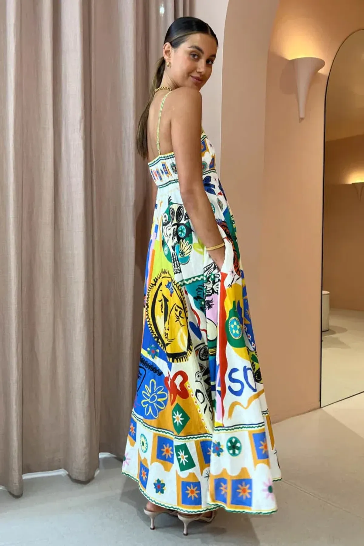 Alemais Soleil Dress Ivory/Multi Print Size 6 - Image 2