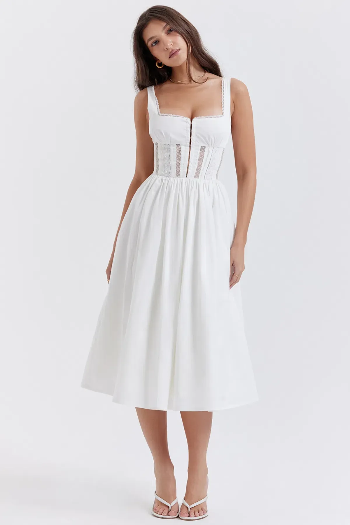 House Of CB Perle Lace Trim Dress White Size S/Au 8 - Image 1