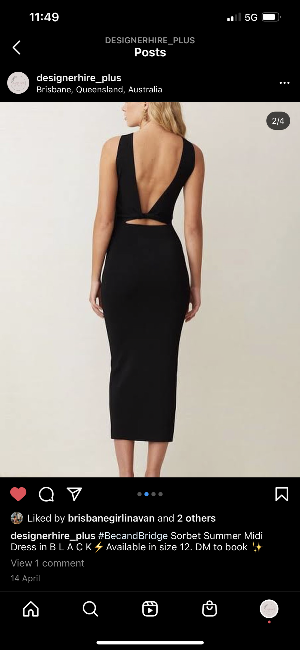 Bec & Bridge Sorbet Summer Midi Dress Black Size 12 - Image 4