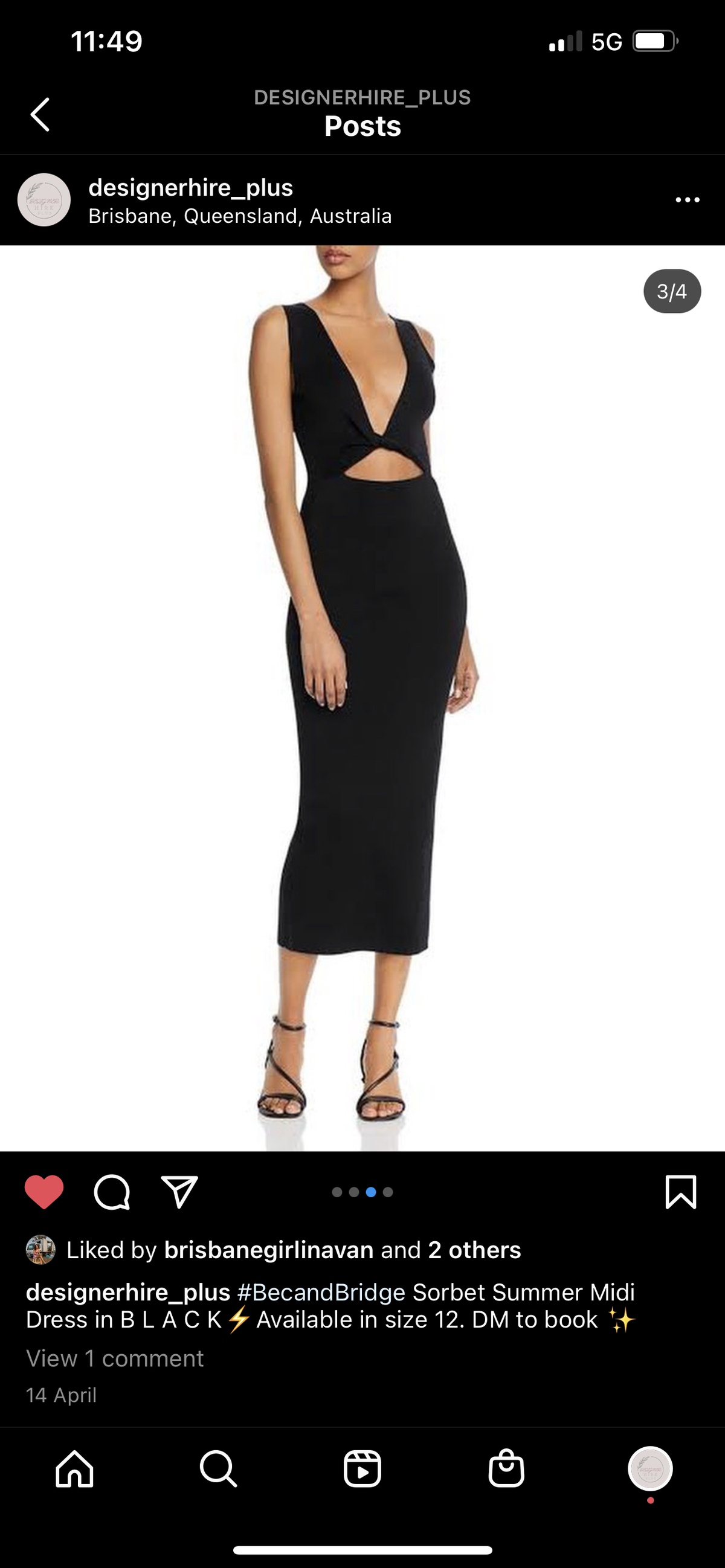 Bec & Bridge Sorbet Summer Midi Dress Black Size 12 - Image 3