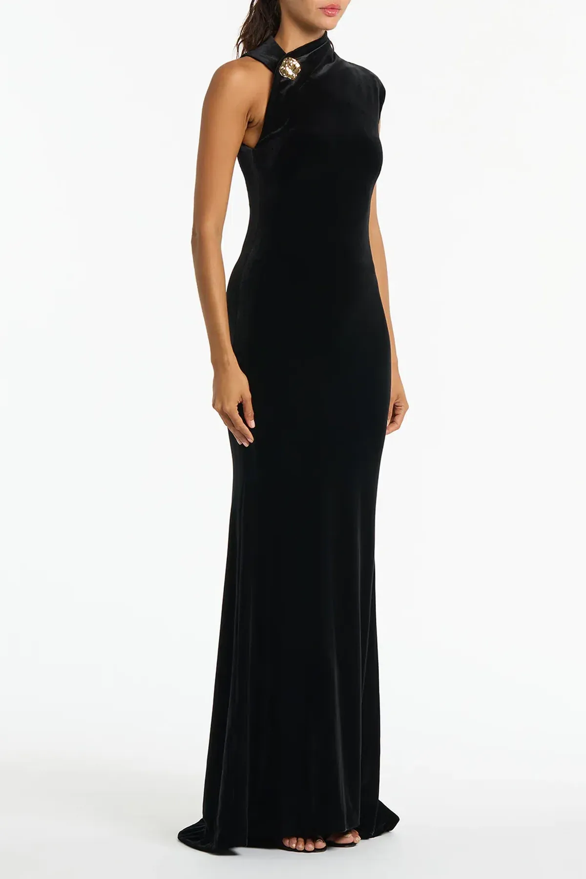 Carla Zampatti Velvet Button Gown Black Size 8 - Image 2