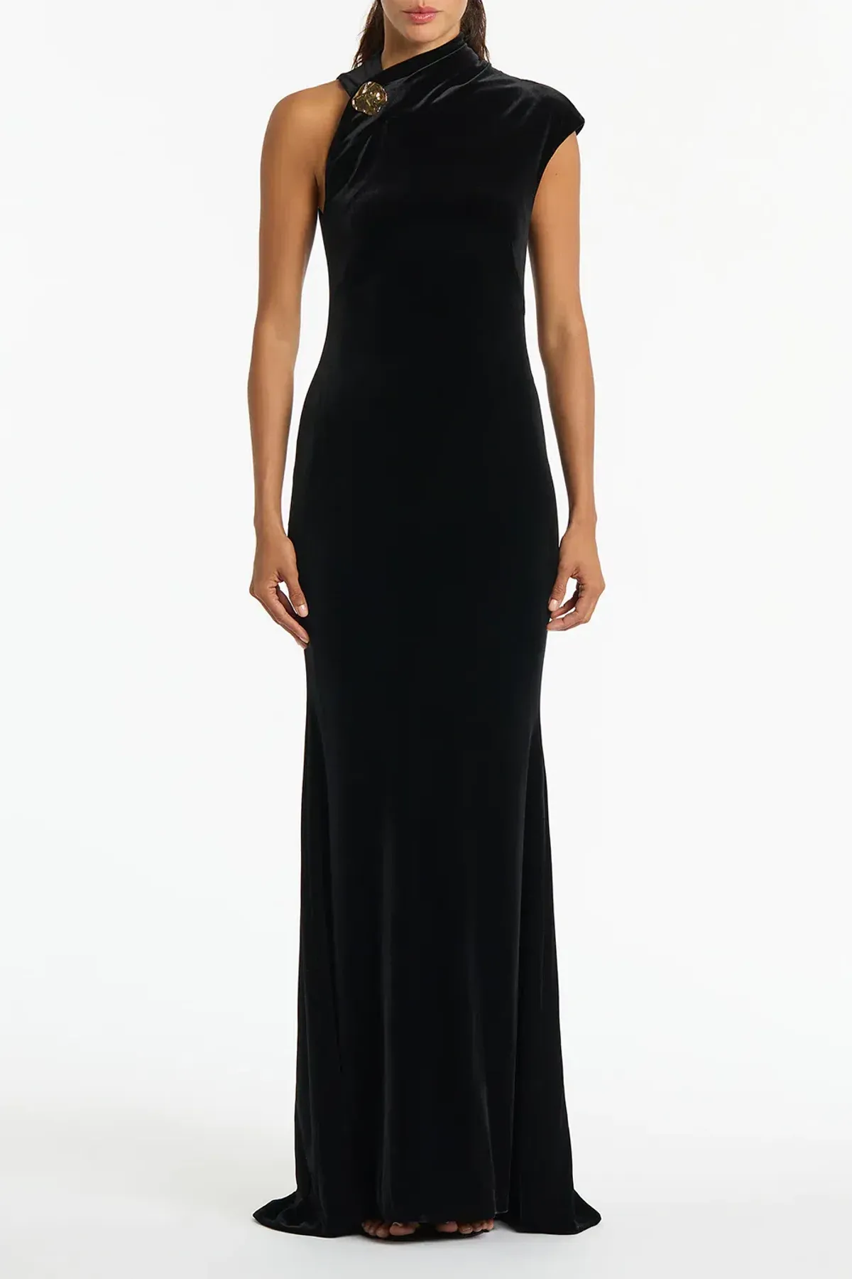 Carla Zampatti Velvet Button Gown Black Size 8 - Image 1