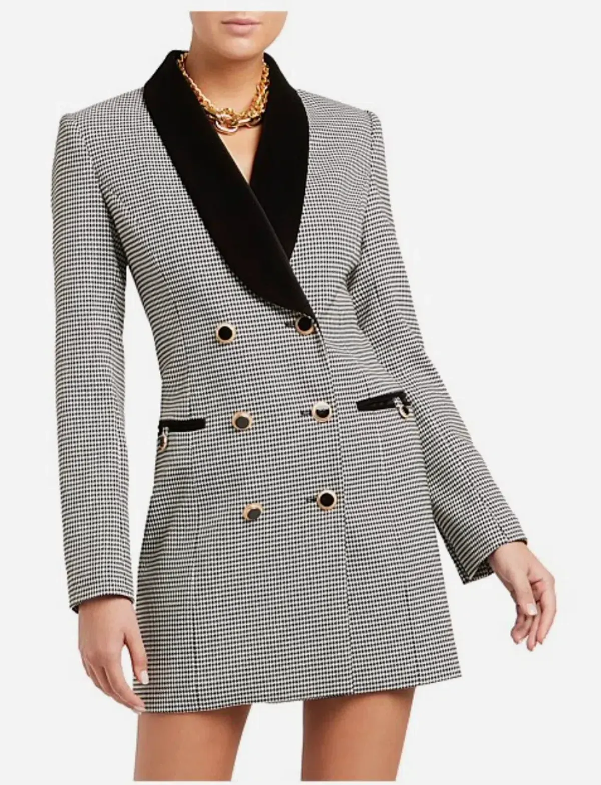 Rebecca Vallance Sebastian Mini Dress Houndstooth Print Size 12 - Image 4
