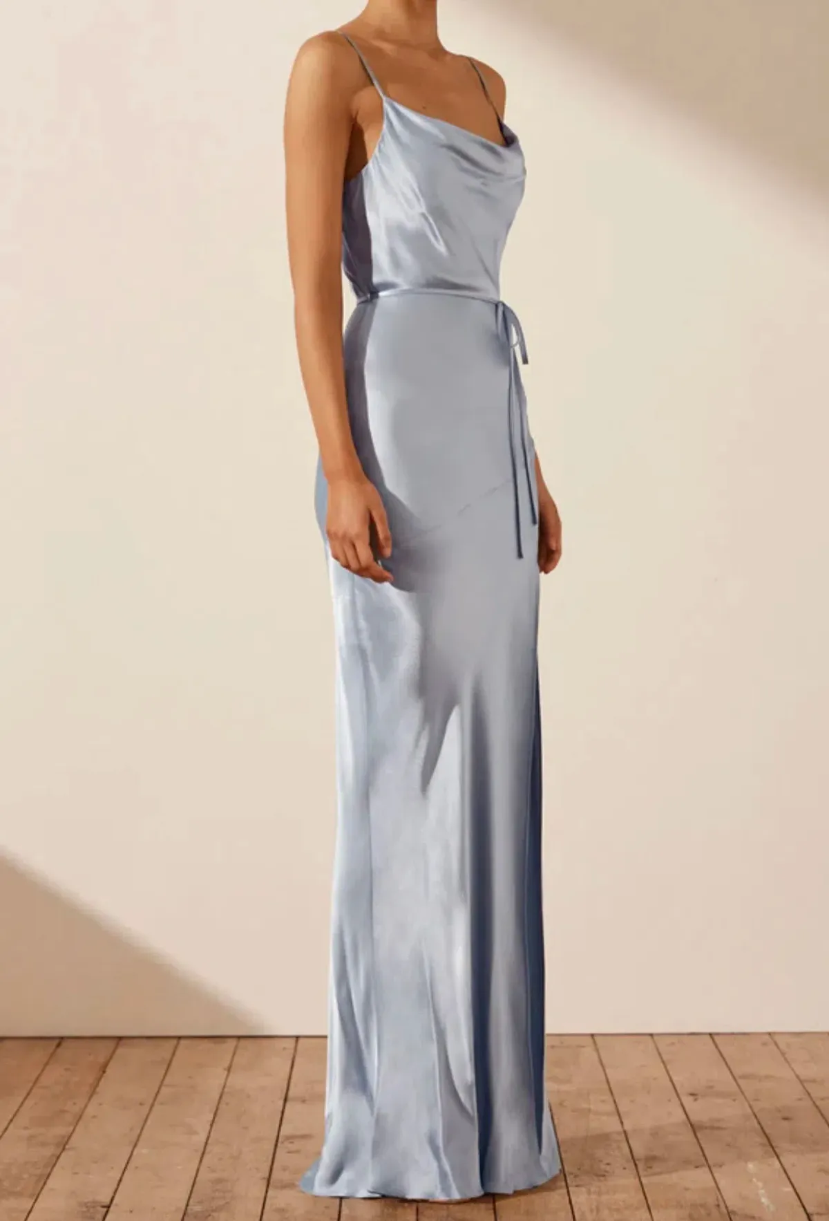 Shona Joy La Lune Bias Cowl Maxi in Powder Blue Size 6 - Image 4