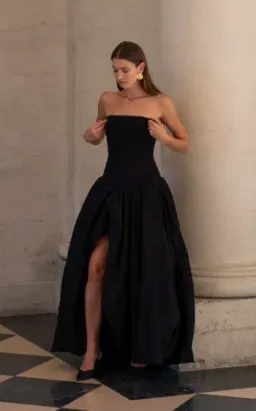 Aje Violette Bubble Hem Maxi Dress Black Size 8 for rent on The Volte - image 2