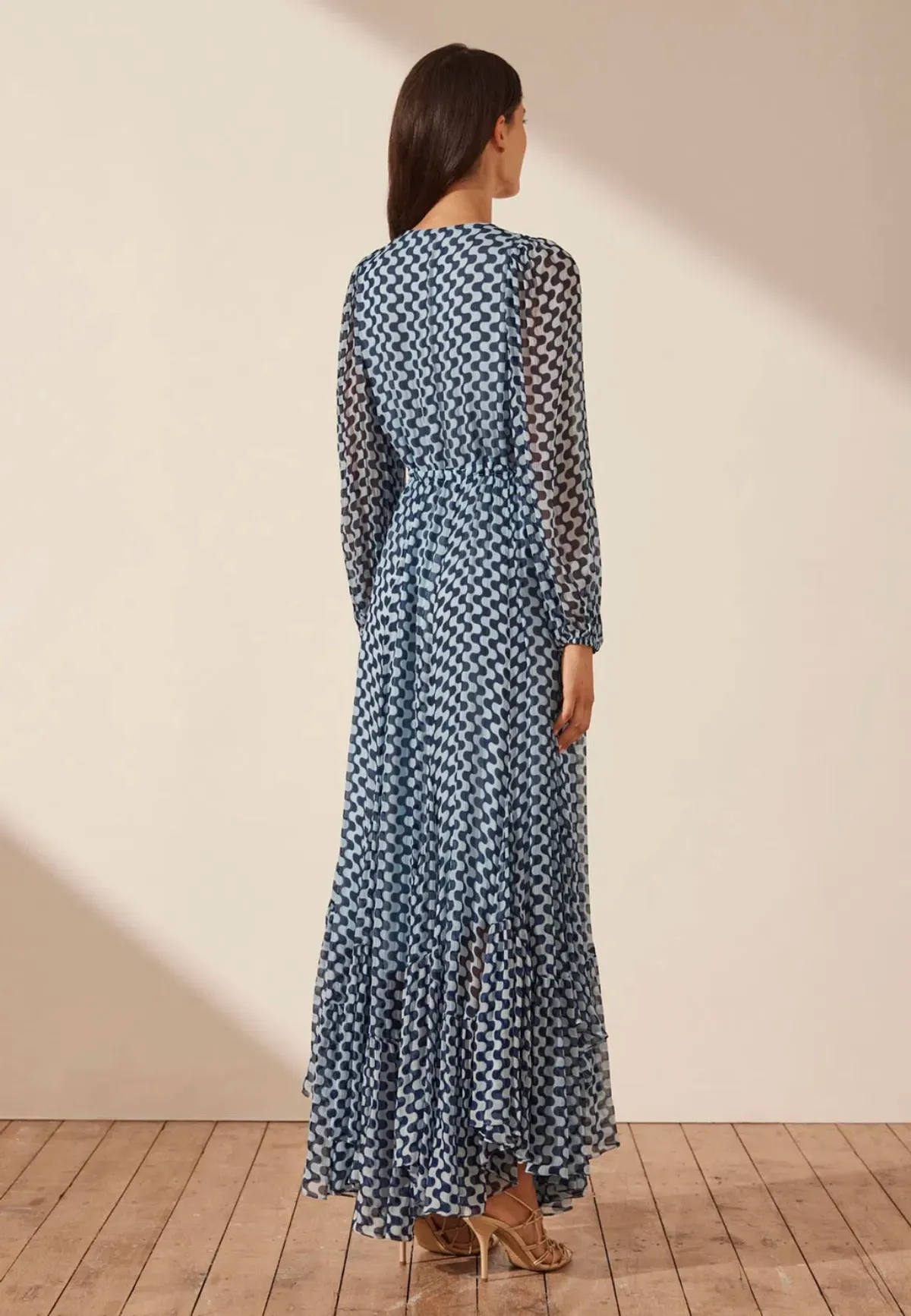 Shona Joy Elina Lace Front Drawstring Maxi Dress Print Size 8 - Image 2