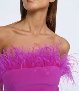 By Johnny Nadia Feather Mini Dress Pink Size 8 for rent on The Volte - image 3