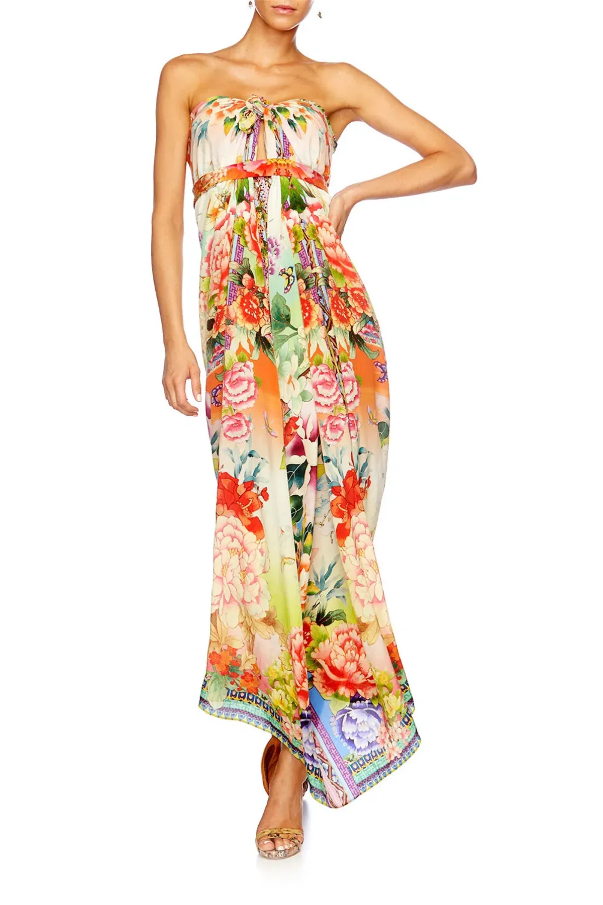 Camilla Flower Hour Round Neck Kaftan One Size - Image 4