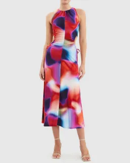 Rebecca Vallance Del Prado Cut Out Midi Dress Multi Size 10 for rent on The Volte - image 1
