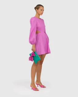 The Wolf Gang Safi Linen Cut Out Dress Pink Size XXS/Au 4 for rent on The Volte - image 3