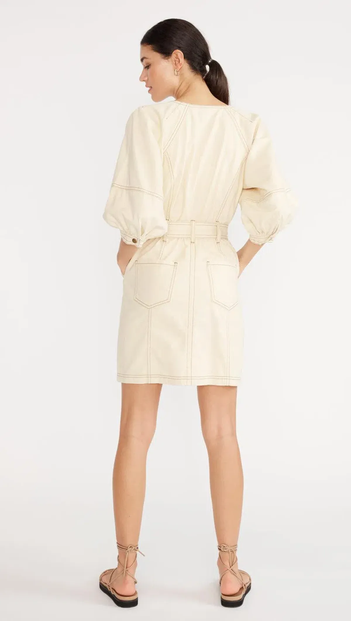 Staple the Label Aston Denim Dress Cream Size 8 - Image 3