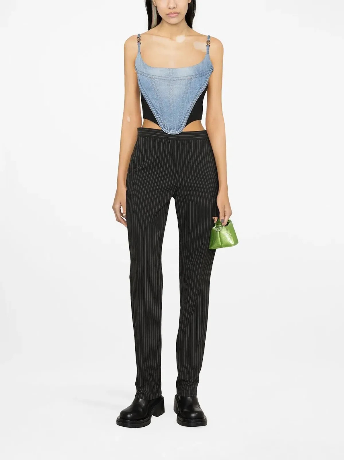 Versace Denim Corset Top Blue Size AU 6 - Image 2