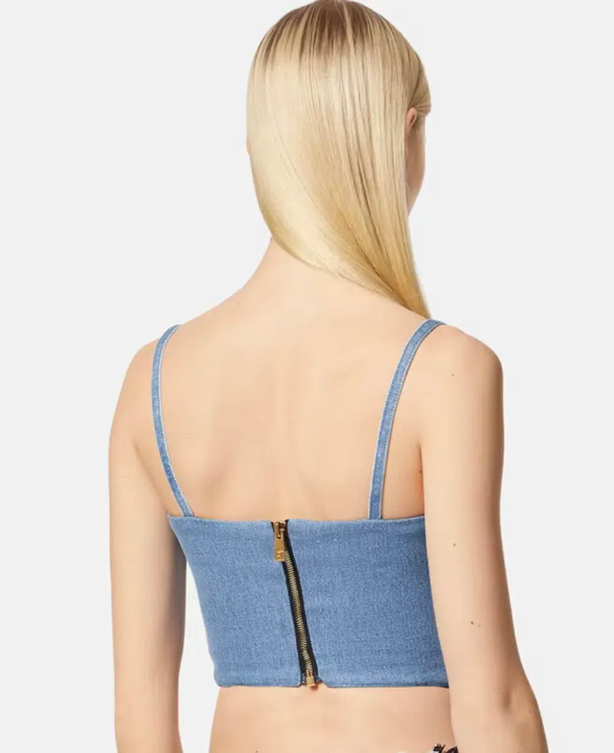 Versace Denim Corset Top Blue Size AU 6 - Image 3