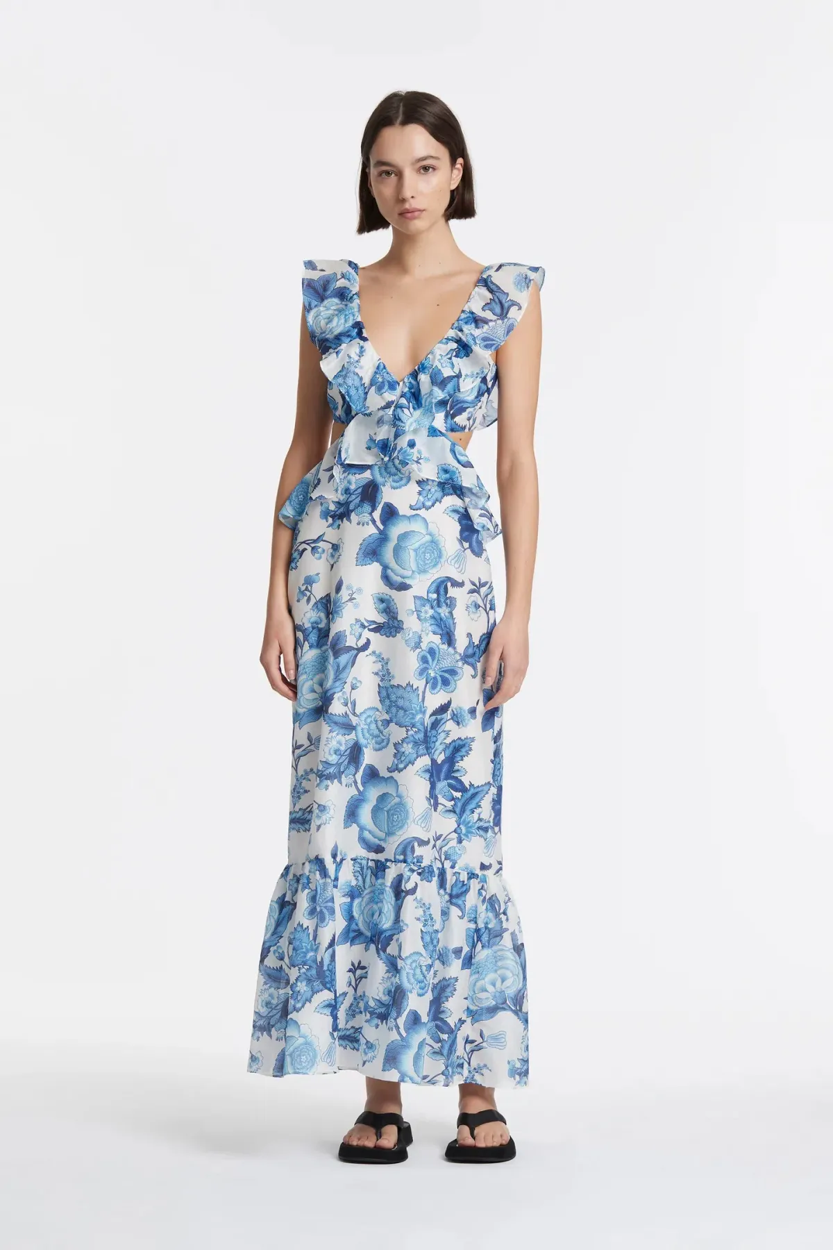Sir the Label Amaris Frill Midi Dress Print Size 6 - Image 1