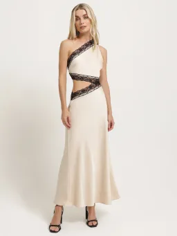 MISHA Hattie Satin Midi Dress Pink Champagne Size 6/XS for rent on The Volte - image 1