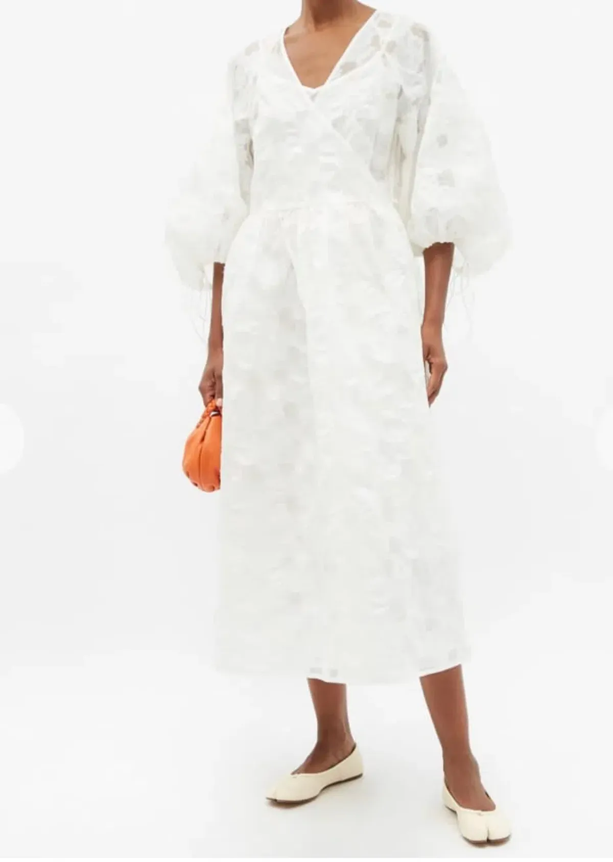 Cecilie Bahnsen Hella Puff-Sleeve Cotton-Blend Fil-Coupé Dress Size M/L / AU 14 - Image 1