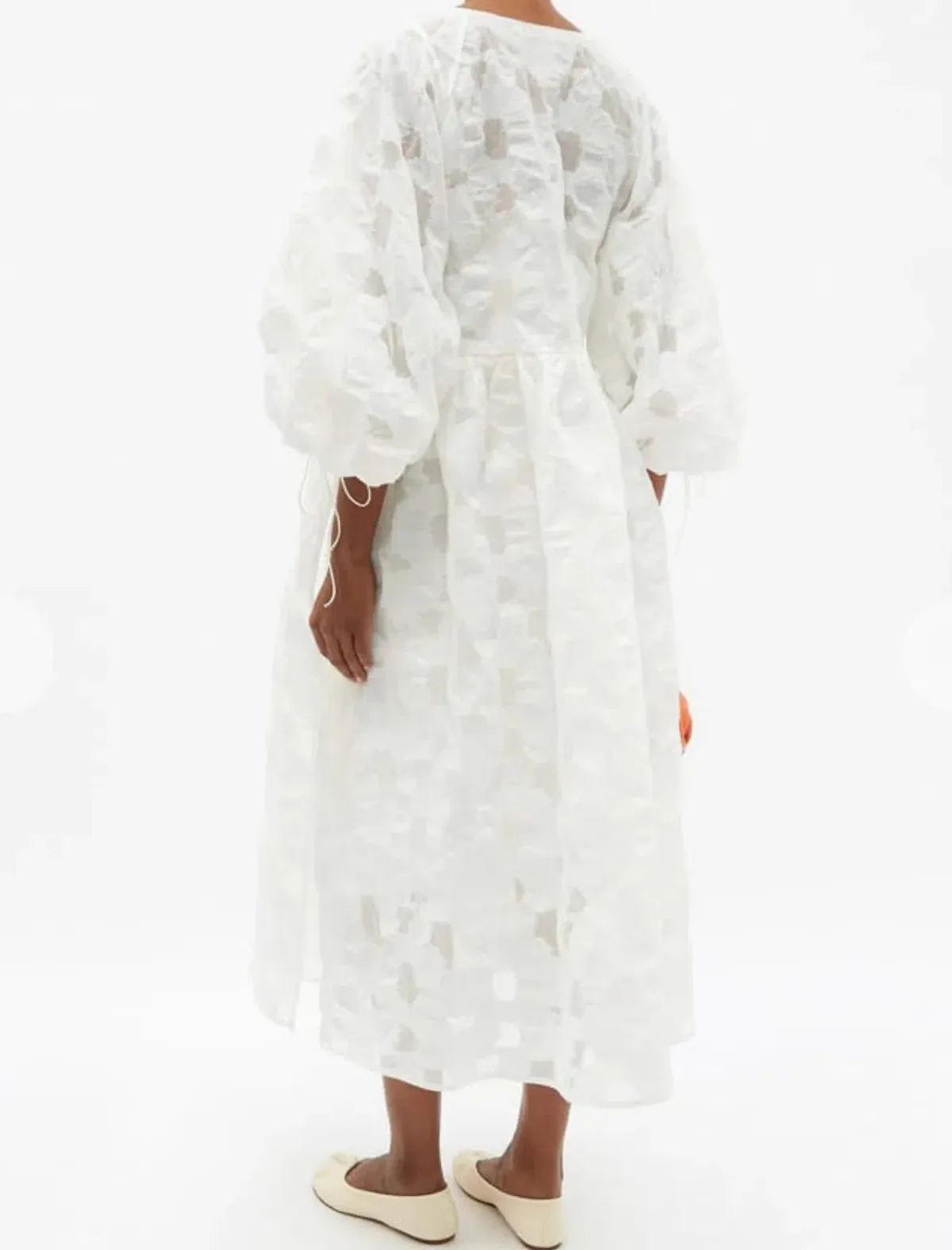 Cecilie Bahnsen Hella Puff-Sleeve Cotton-Blend Fil-Coupé Dress Size M/L / AU 14 - Image 2